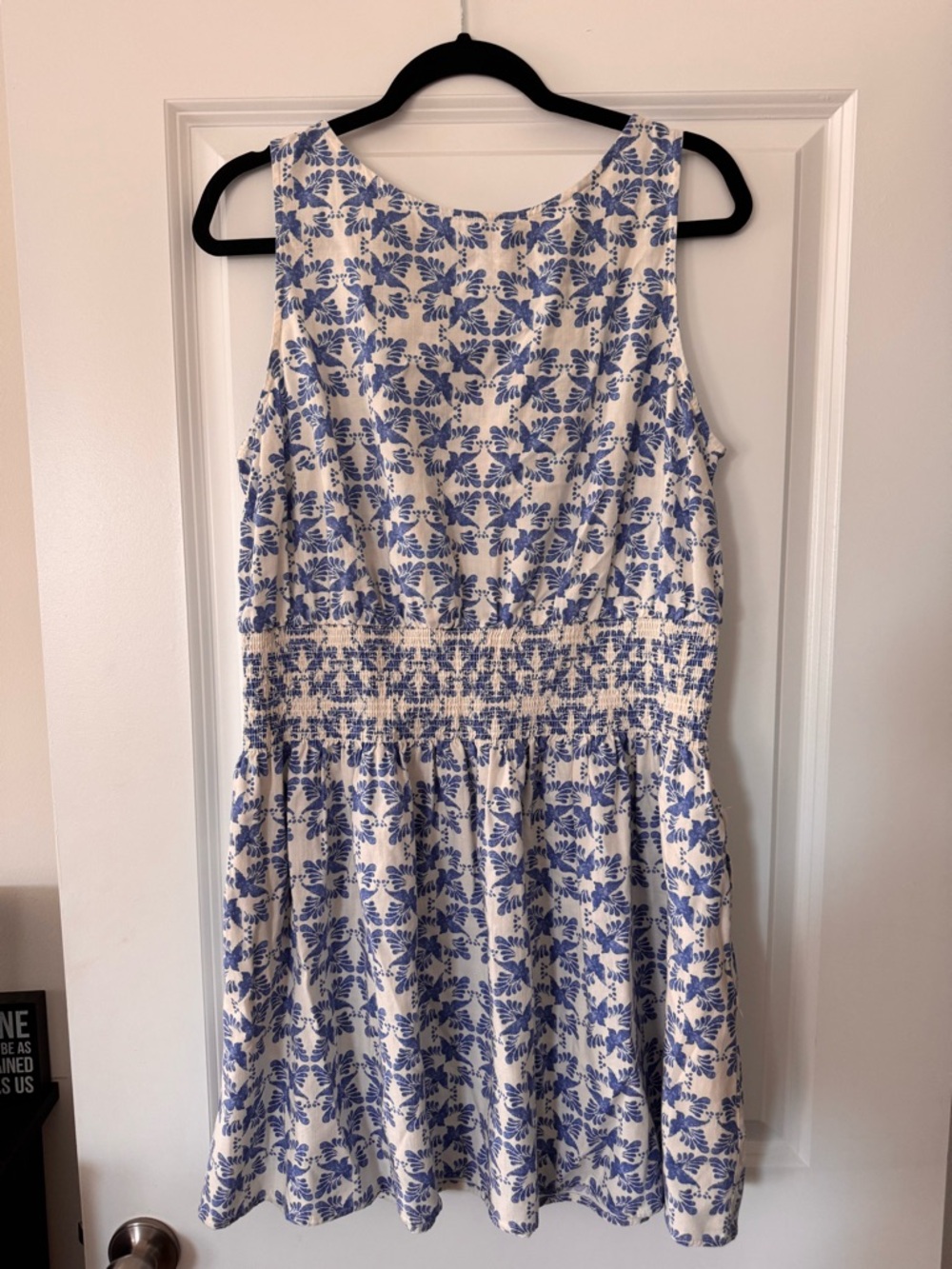 Universal Thread White Dress with Blue Floral Print